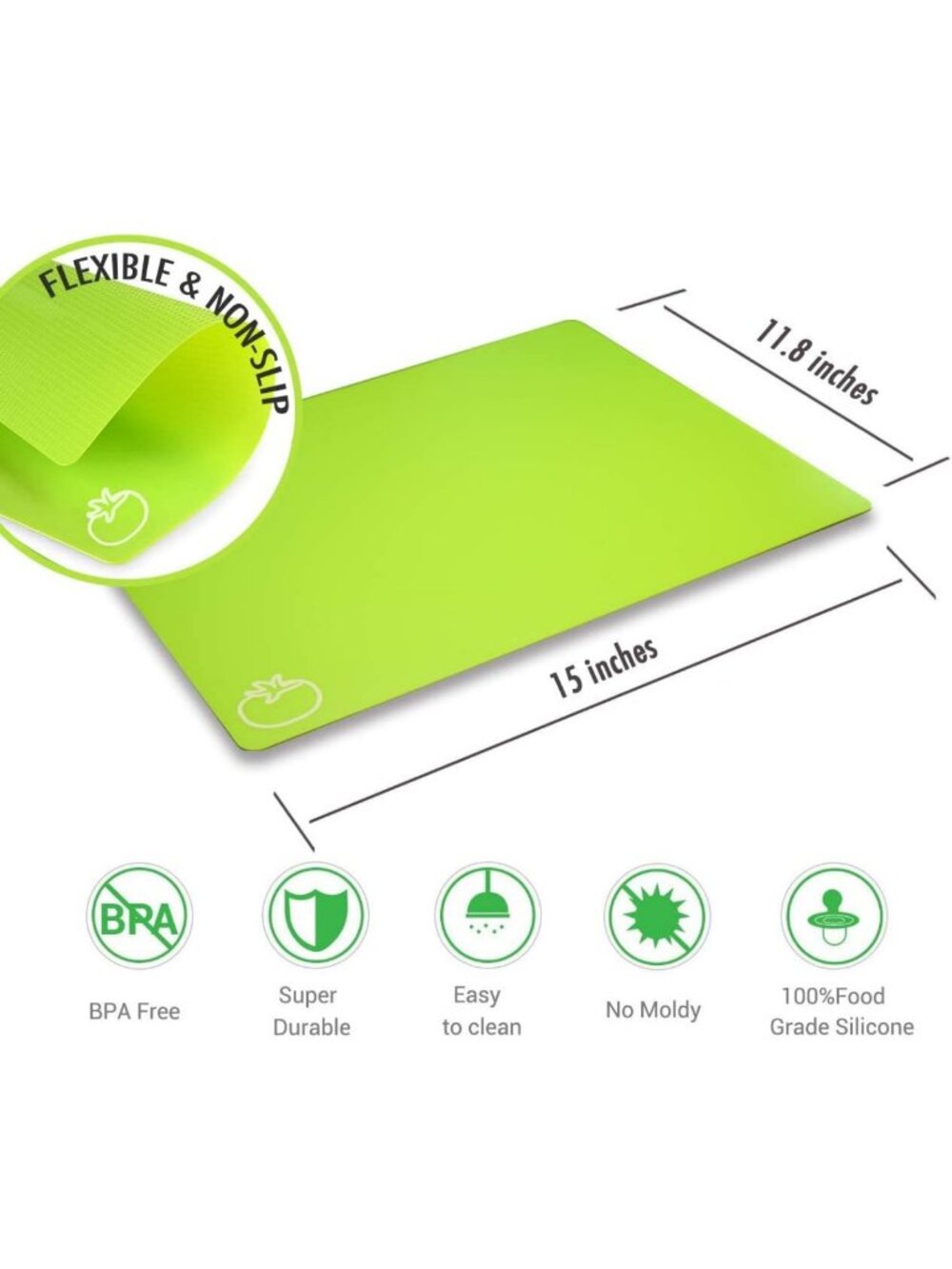 Flexible Plastic Cutting Board Mats Set of 7 - BPA-Free, Non-Porous, Anti-Skid - Picture 3 of 7